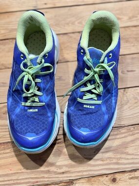 Hoka One One Blue with Lime Green Accent Running Shoes